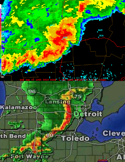 The first radar capture, of course, is Syracuse six years ago. I like thunderstorms, sure, but there's got to be a better way to water the grass.